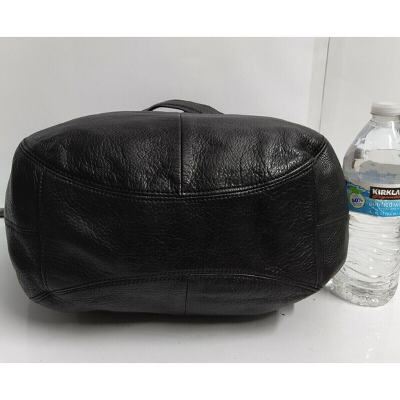 B. Makowsky Black Pebbled Leather Double Handle Tote Shoulder Bag - Picture 6 of 12